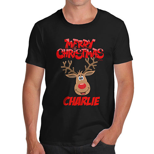 Merry Christmas Reindeer Personalised Men's T-Shirt