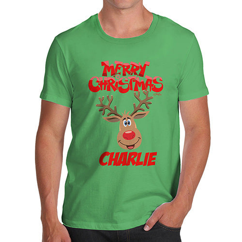 Merry Christmas Reindeer Personalised Men's T-Shirt