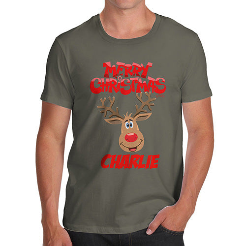 Merry Christmas Reindeer Personalised Men's T-Shirt