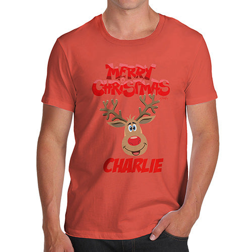 Merry Christmas Reindeer Personalised Men's T-Shirt