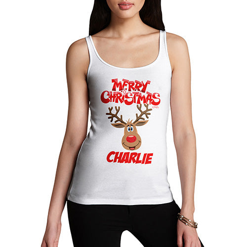 Merry Christmas Reindeer Personalised Women's Tank Top