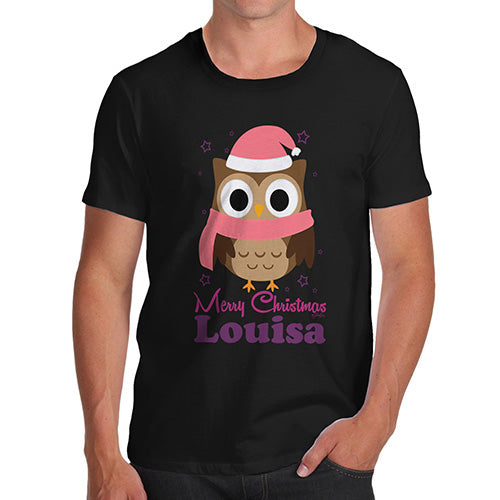 Pink Christmas Owl Personalised Men's T-Shirt