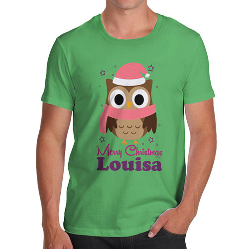 Pink Christmas Owl Personalised Men's T-Shirt