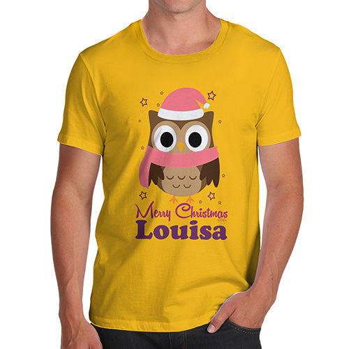 Pink Christmas Owl Personalised Men's T-Shirt