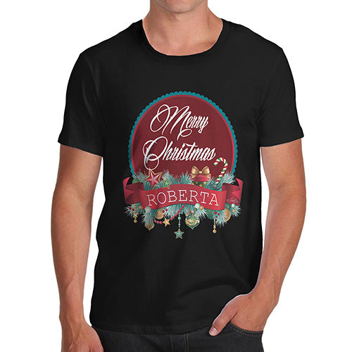 Merry Christmas Wreath Personalised Men's T-Shirt