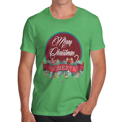 Merry Christmas Wreath Personalised Men's T-Shirt