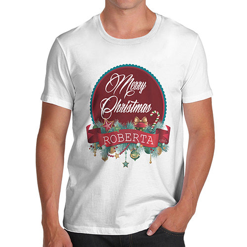 Merry Christmas Wreath Personalised Men's T-Shirt