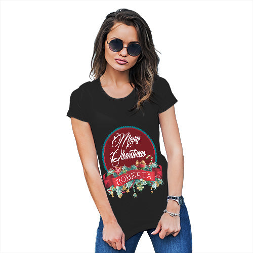 Merry Christmas Wreath Personalised Women's T-Shirt 