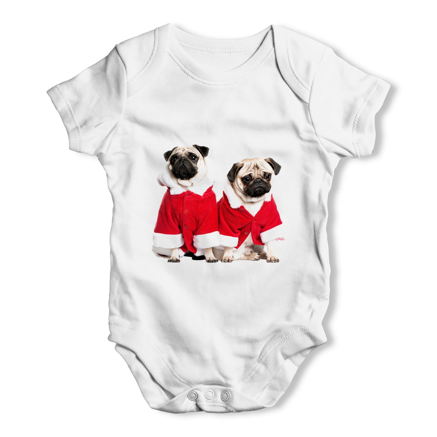 Christmas Pugs Santa Baby Grow Bodysuit