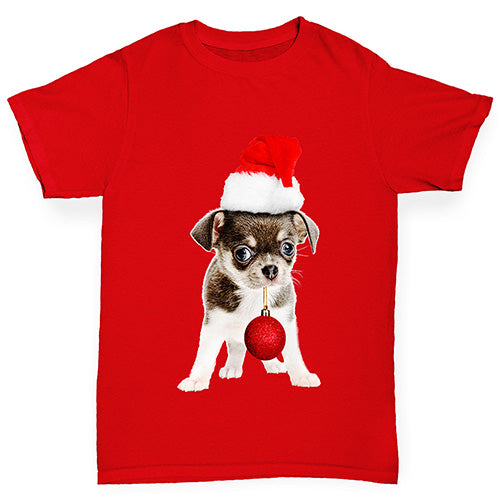 Christmas Bauble Puppy Girl's T-Shirt 