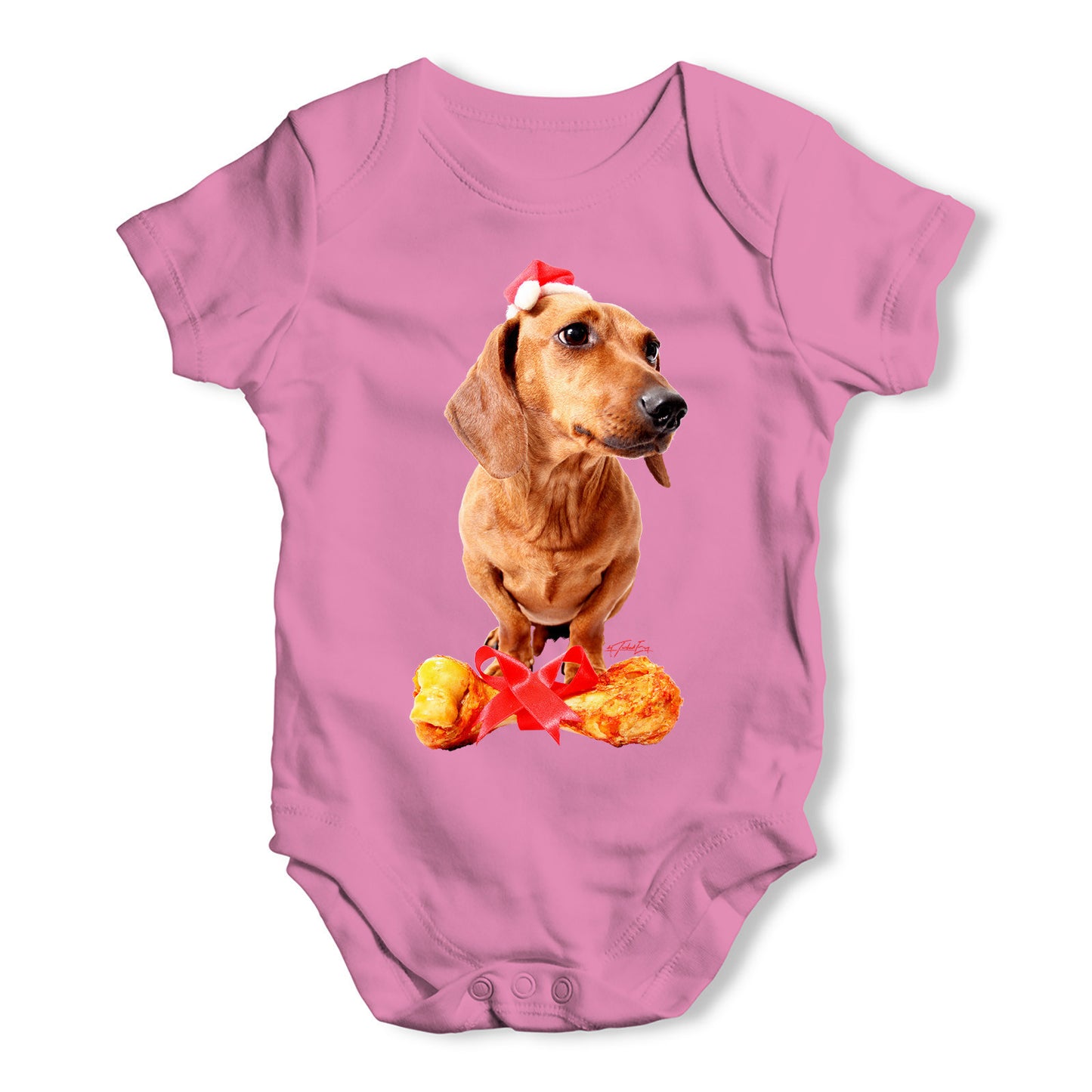 Santa Hat Doxie Dachshund Baby Grow Bodysuit