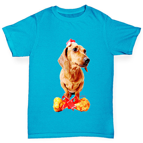 Santa Hat Doxie Dachshund Boy's T-Shirt