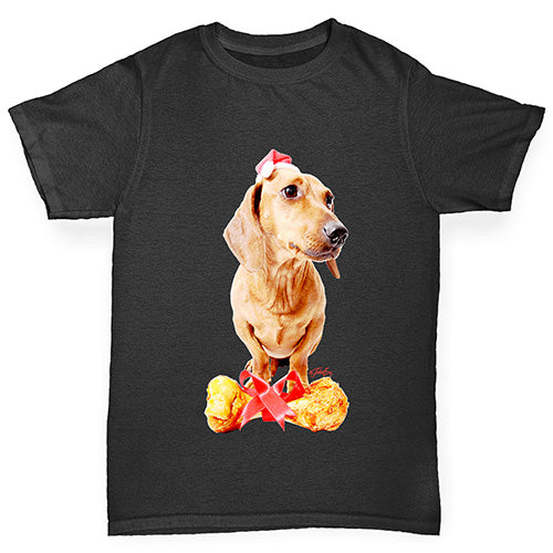 Santa Hat Doxie Dachshund Boy's T-Shirt