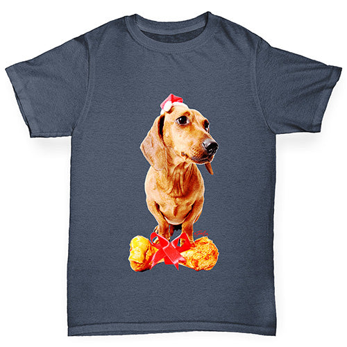 Santa Hat Doxie Dachshund Boy's T-Shirt