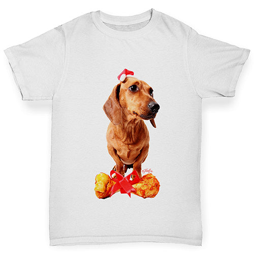 Santa Hat Doxie Dachshund Boy's T-Shirt