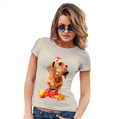 Santa Hat Doxie Dachshund Women's T-Shirt 