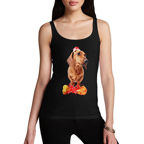 Santa Hat Doxie Dachshund Women's Tank Top