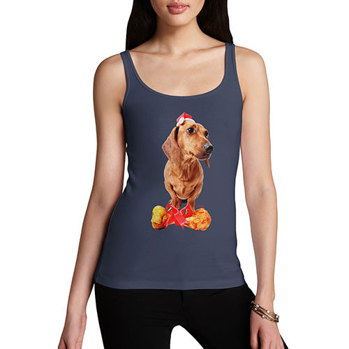 Santa Hat Doxie Dachshund Women's Tank Top