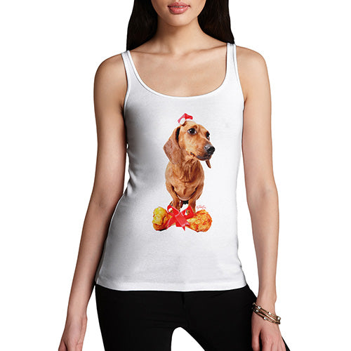 Santa Hat Doxie Dachshund Women's Tank Top