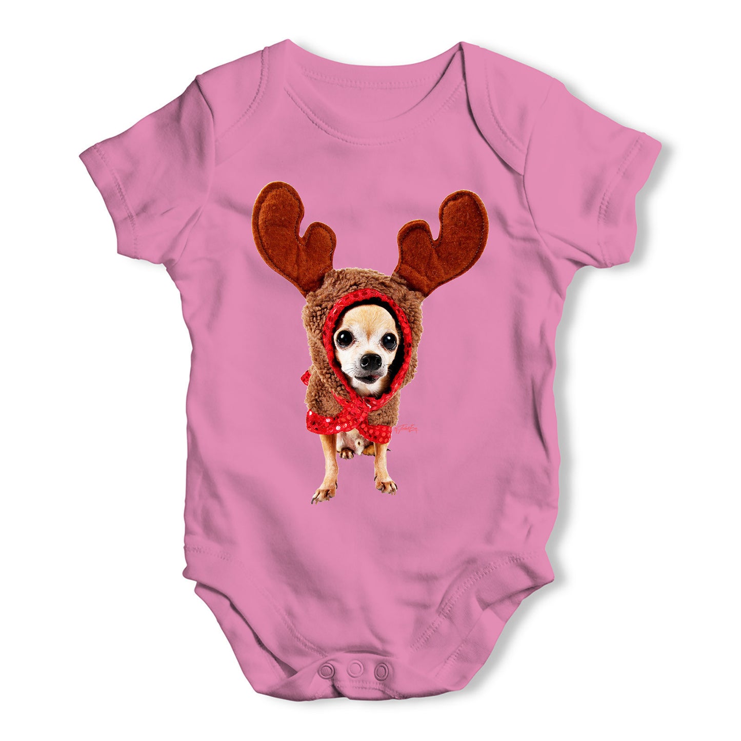 Christmas Reindeer Chihuahua Baby Grow Bodysuit