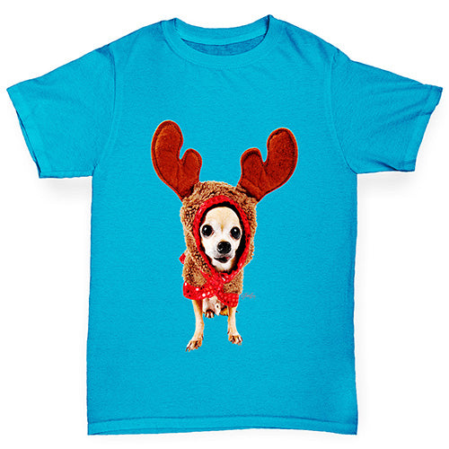 Christmas Reindeer Chihuahua Boy's T-Shirt