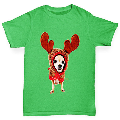 Christmas Reindeer Chihuahua Boy's T-Shirt