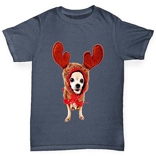 Christmas Reindeer Chihuahua Boy's T-Shirt