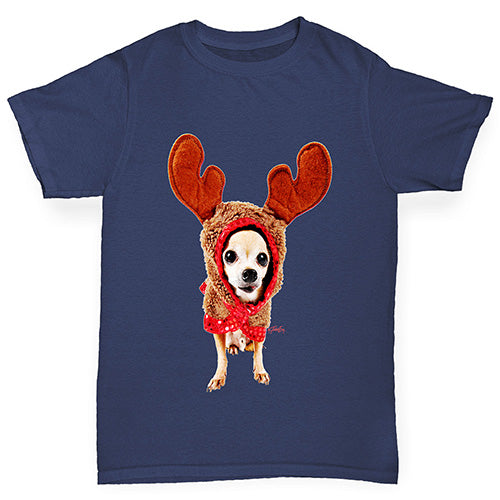 Christmas Reindeer Chihuahua Boy's T-Shirt