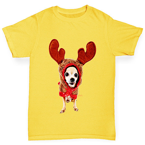 Christmas Reindeer Chihuahua Boy's T-Shirt