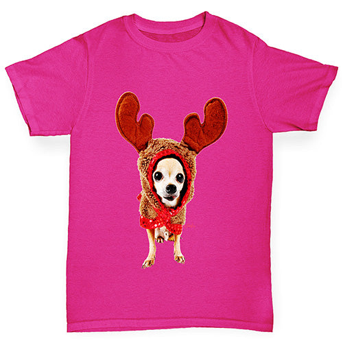 Christmas Reindeer Chihuahua Girl's T-Shirt 