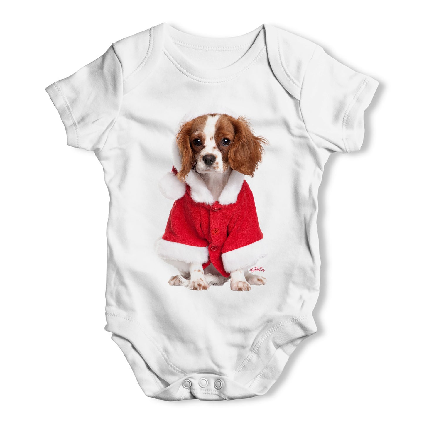 Christmas King Charles Spaniel Baby Grow Bodysuit