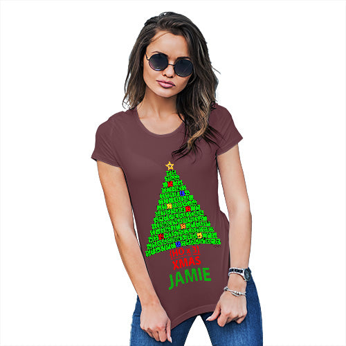 Merry Christmas Periodic Table Geek Personalised Women's T-Shirt 