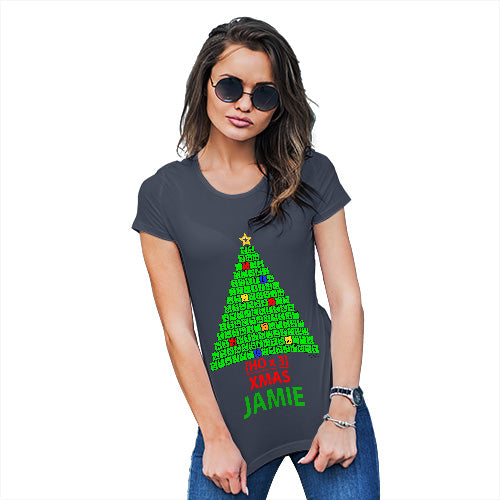 Merry Christmas Periodic Table Geek Personalised Women's T-Shirt 