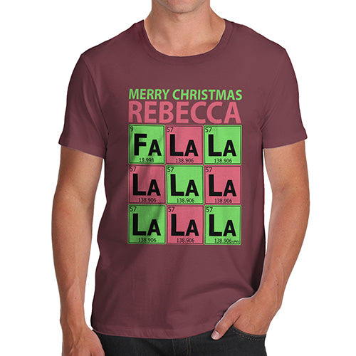 Periodic Table Fa La La Christmas Geek Personalised  Men's T-Shirt