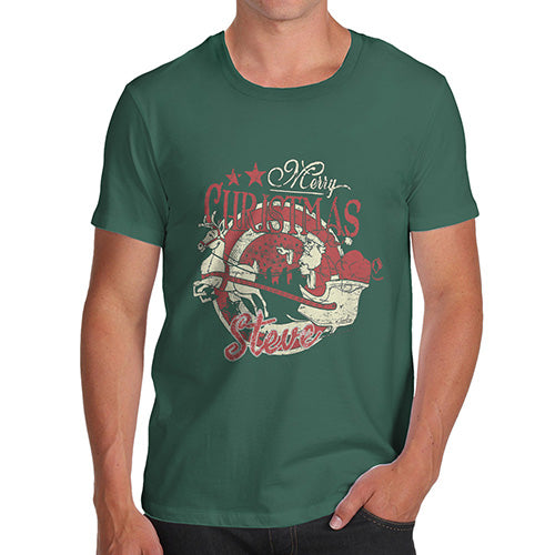 Grunge Christmas Santa Sleigh Personalised Men's T-Shirt