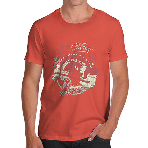 Grunge Christmas Santa Sleigh Personalised Men's T-Shirt