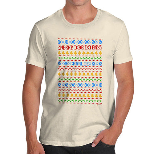 Merry Christmas Colourful Pattern Personalised Men's T-Shirt