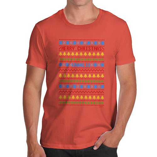 Merry Christmas Colourful Pattern Personalised Men's T-Shirt
