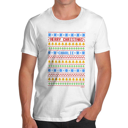 Merry Christmas Colourful Pattern Personalised Men's T-Shirt