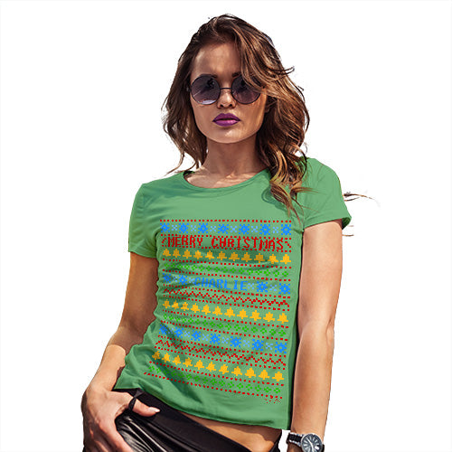 Merry Christmas Colourful Pattern Personalised Women's T-Shirt 