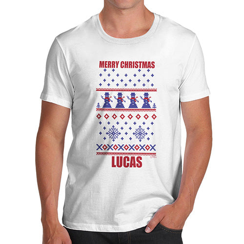 Merry Christmas Snowmen Pattern Personalised Men's T-Shirt