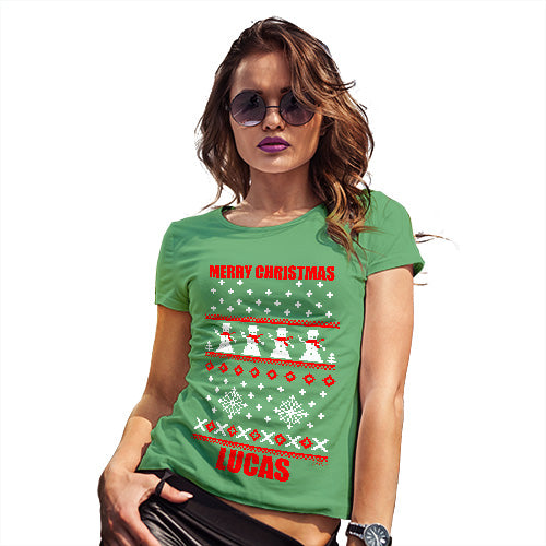 Merry Christmas Snowmen Pattern Personalised Women's T-Shirt 