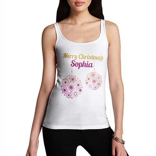 Merry Christmas Baubles Personalised Women's Tank Top