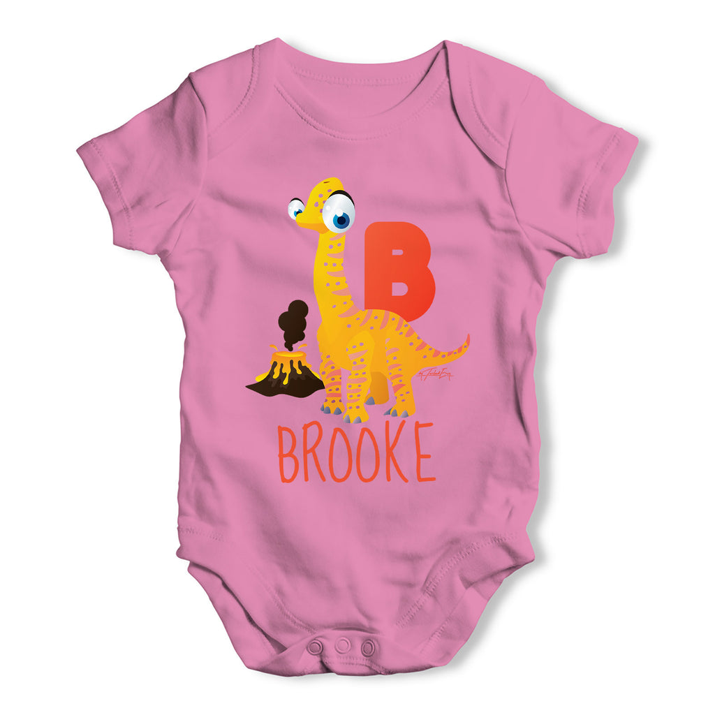 Personalised Dinosaur Letter B Funny One-piece Infant Baby Bodysuits Babygrows Onesie