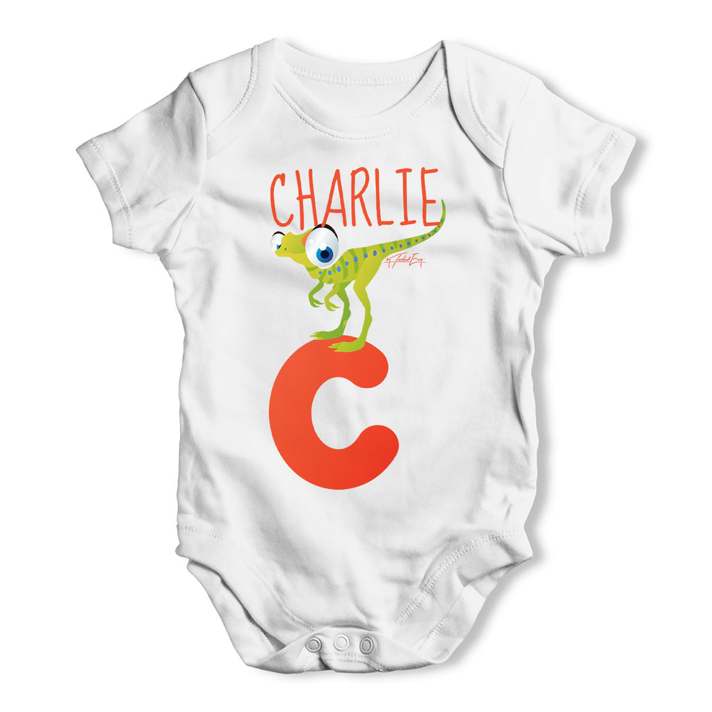 Personalised Dinosaur Letter C Funny One-piece Infant Baby Bodysuits Babygrows Onesie