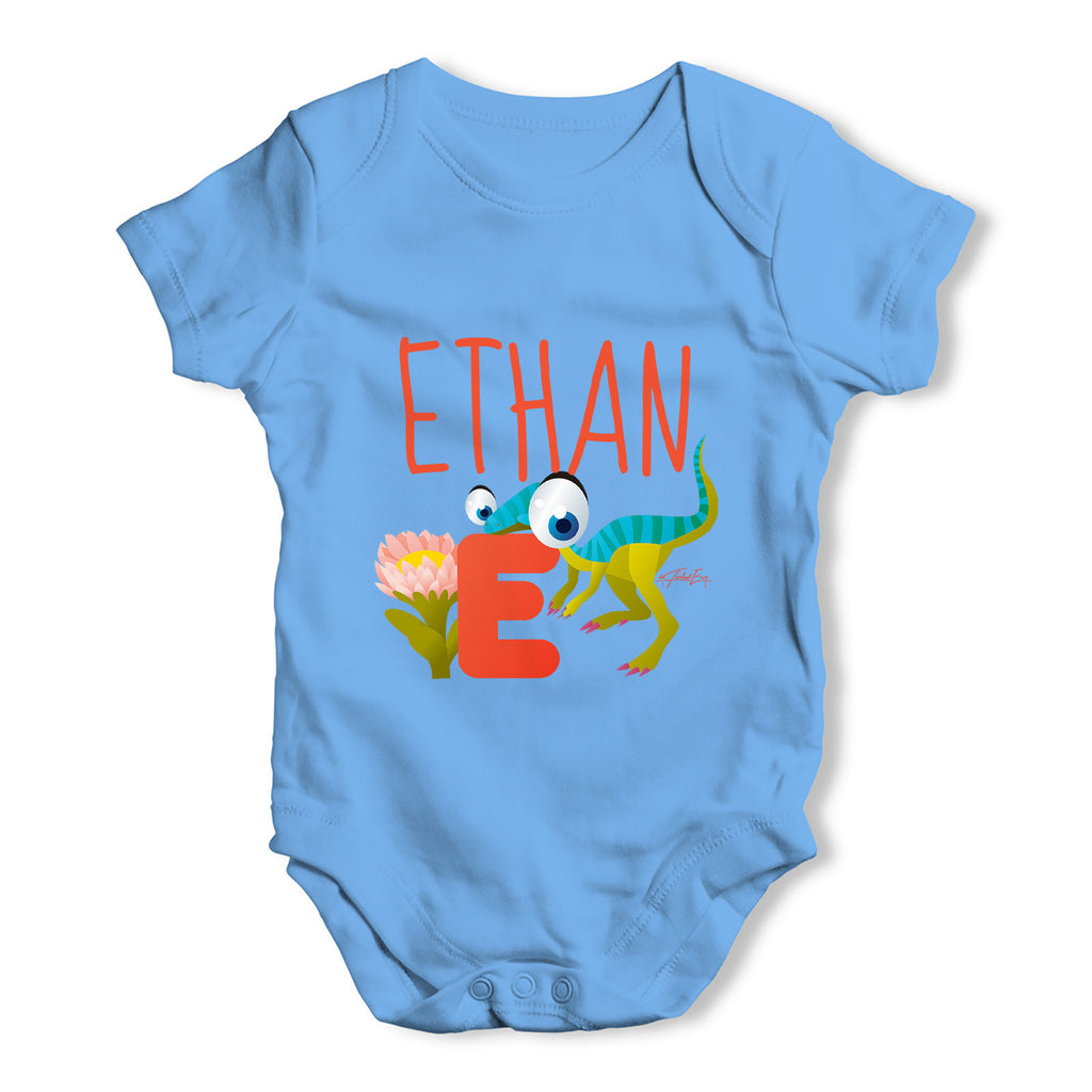 Personalised Dinosaur Letter E Funny One-piece Infant Baby Bodysuits Babygrows Onesie