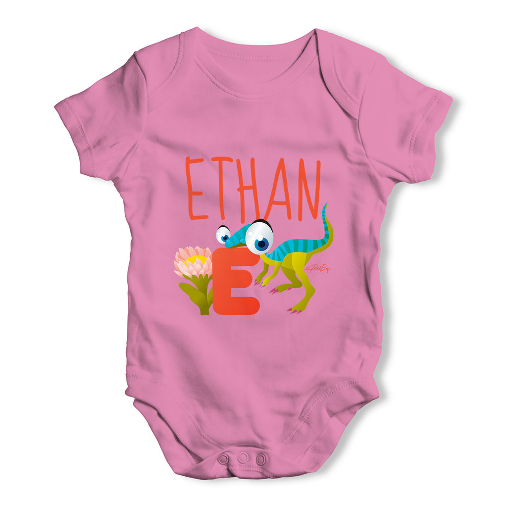 Personalised Dinosaur Letter E Funny One-piece Infant Baby Bodysuits Babygrows Onesie