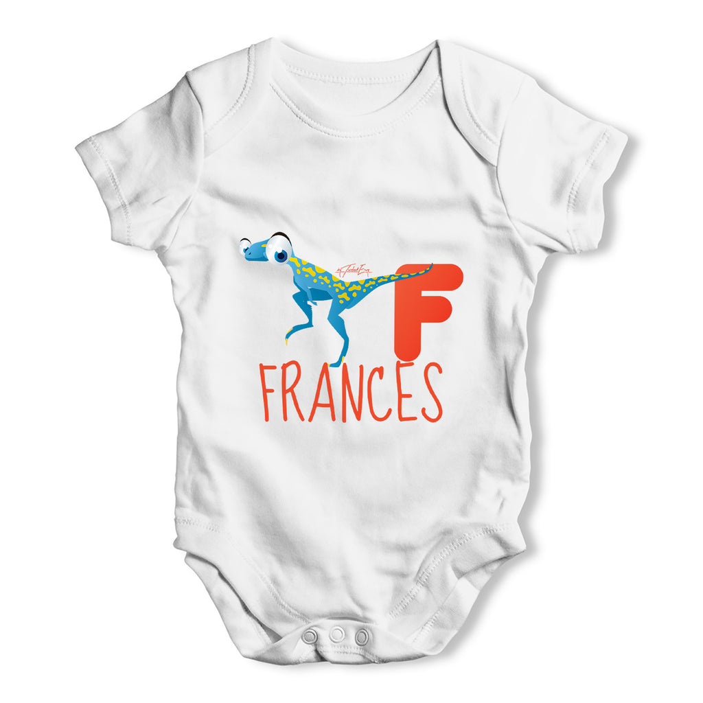 Personalised Dinosaur Letter F Funny One-piece Infant Baby Bodysuits Babygrows Onesie