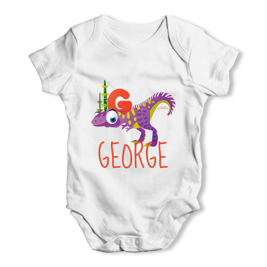Personalised Dinosaur Letter G Funny One-piece Infant Baby Bodysuits Babygrows Onesie
