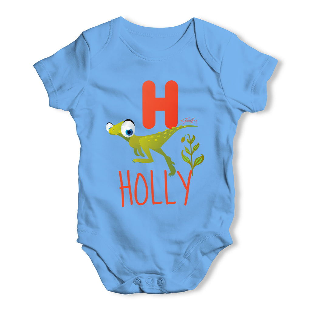 Personalised Dinosaur Letter H Funny One-piece Infant Baby Bodysuits Babygrows Onesie